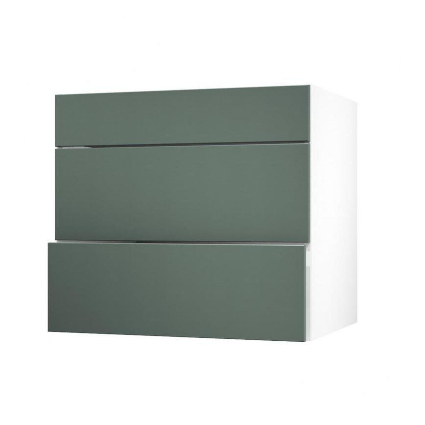 Hockley Super Matt Fir Green 800 Pan Drawer Door Open
