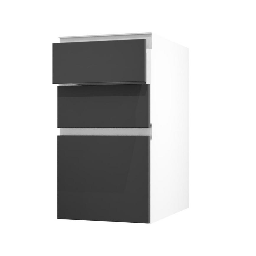 Hockley Super Matt Black 400 Pan Drawer Door Open 170mm