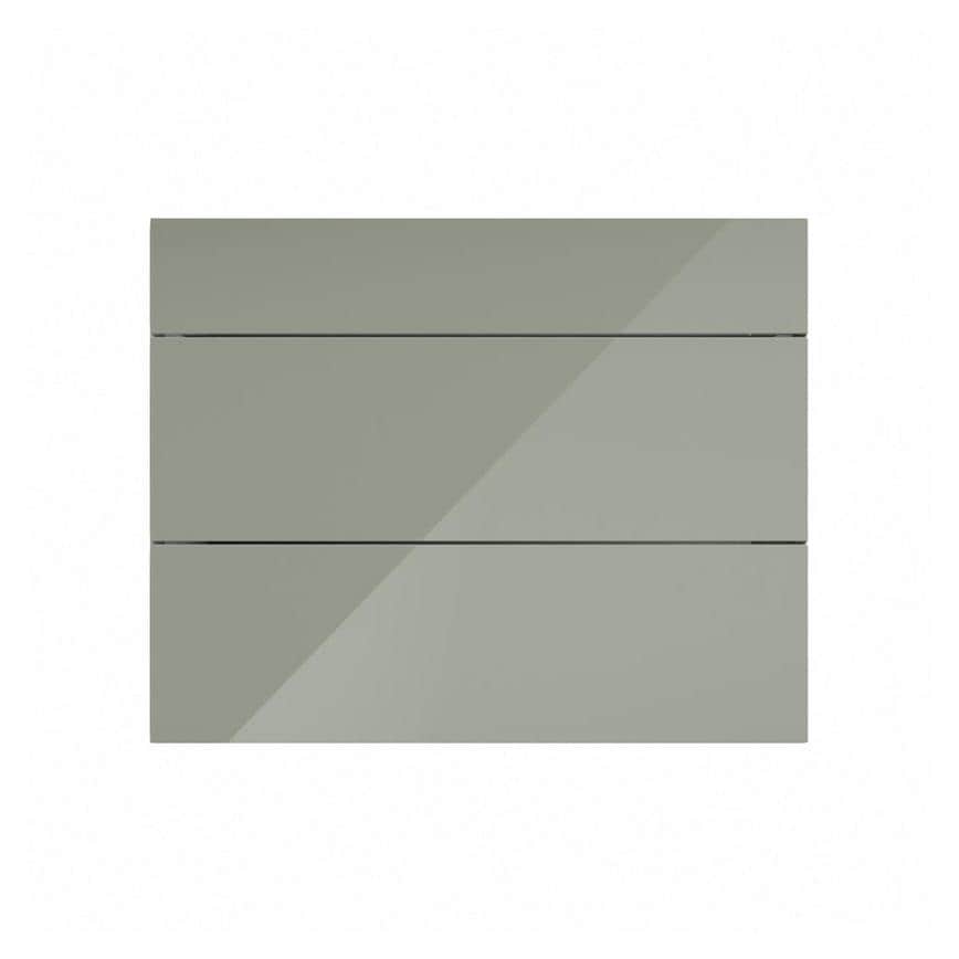 Hockley Mirror Gloss Reed Green 900mm x 275mm Pan Drawer Front Shown Closed from the Front as Part of a Full Drawer Unit