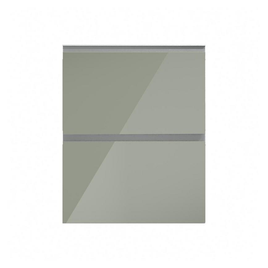 Hockley Mirror Gloss Reed Green 600mm x 342mm Pan Drawer Front Shown Closed from the Front as Part of a Full Drawer Unit