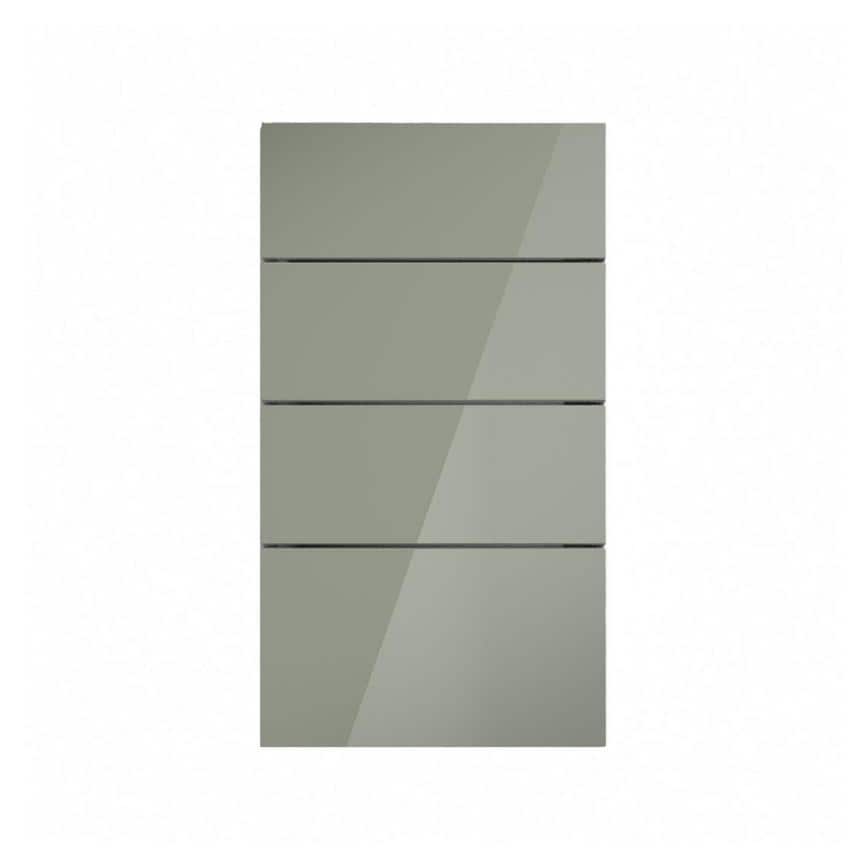 Hockley Mirror Gloss Reed Green 400mm x 160mm Drawer Front Shown Closed from the Front as Part of a Full Drawer Unit