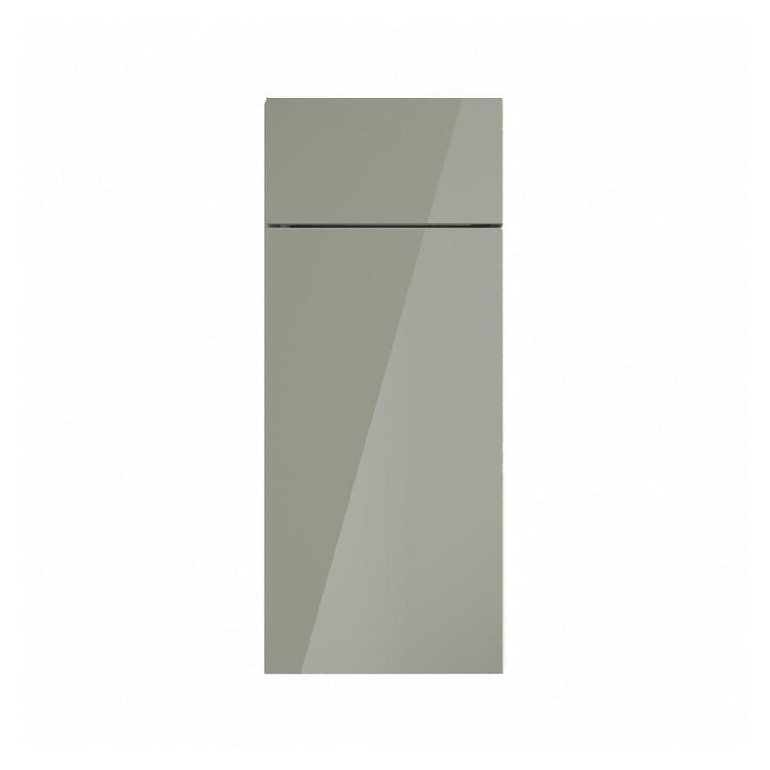 Hockley Mirror Gloss Reed Green 300mm x 557mm Door Front Shown Closed from the Front as Part of a Door and Drawer Unit