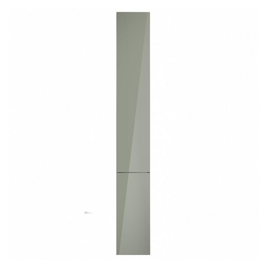 Hockley Mirror Gloss Reed Green 300mm x 1400mm Tall Larder Door Shown Closed from the Front as Part of a Full Larder Unit
