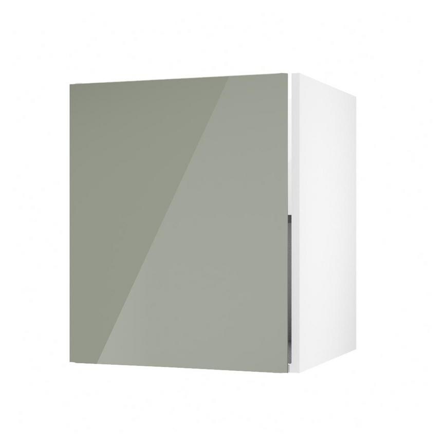 Hockley Mirror Gloss Reed Green 600mm x 720mm Full Height Door Shown Open at an Angle