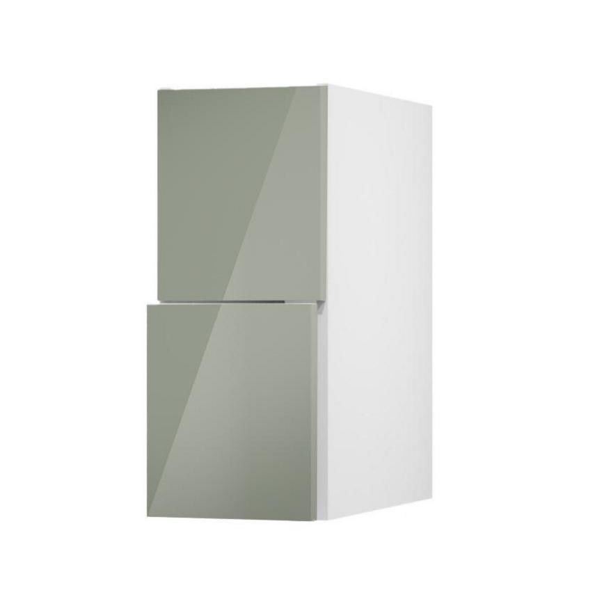 Hockley Mirror Gloss Reed Green 500mm x 342mm Pan Drawer Front Shown with the Drawer Angled Open as Part of a Full Drawer Unt