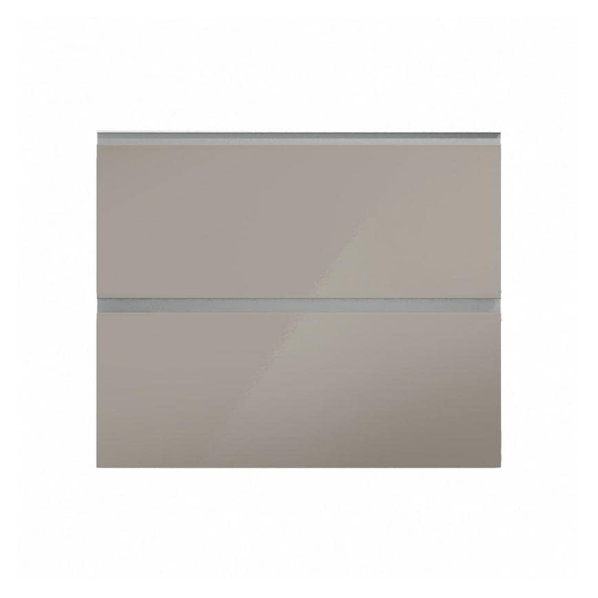 Hockley Mirror Gloss Sand Grey 900mm x 342mm Pan Drawer Front Shown Closed from the Front as Part of a Full Drawer Unit