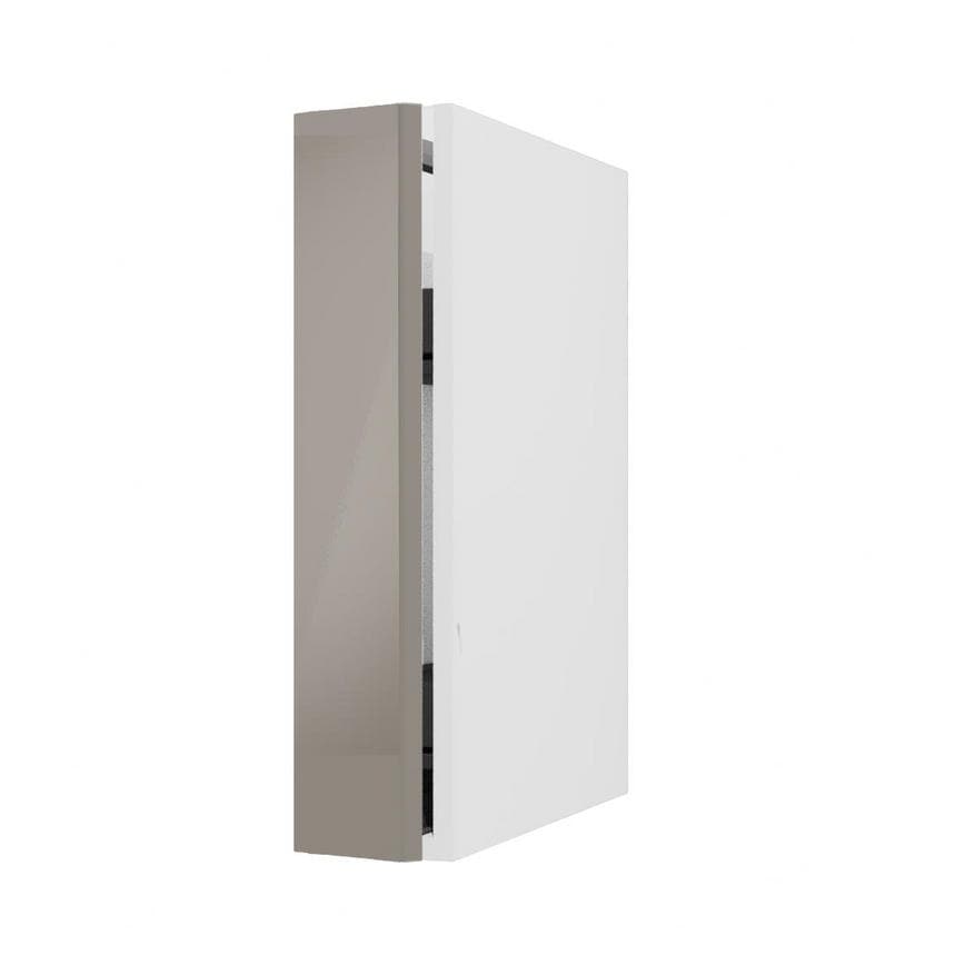 Hockley Mirror Gloss Sand Grey 150mm x 720mm Full Height Door Shown Open at an Angle