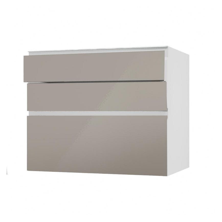Hockley Mirror Gloss Sand Grey 900mm x 170mm Drawer Front Shown Open at an Angle as Part of a Drawer Unit