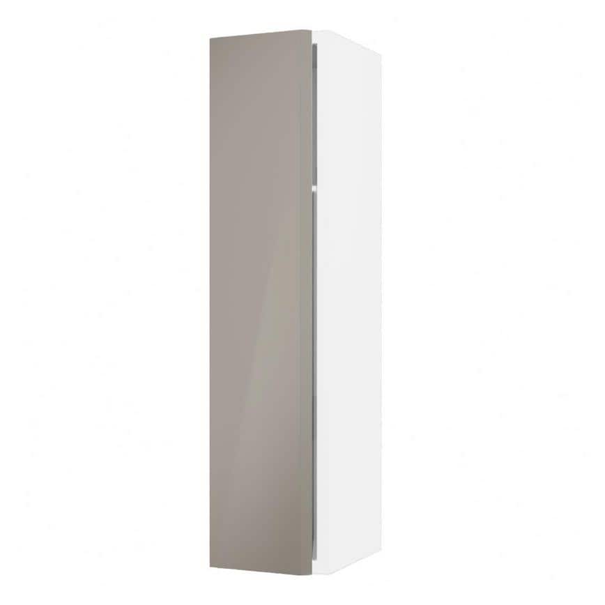 Hockley Mirror Gloss Sand Grey 200mm x 900mm Tall Door Shown Open at an Angle