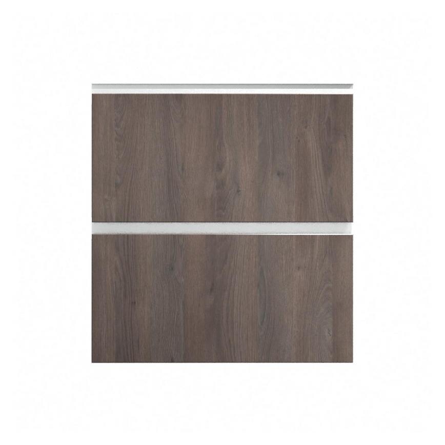Hockley Textured Dark Oak 700mm x 342mm Pan Drawer Front Shown Closed from the Front as Part of a Full Drawer Unit