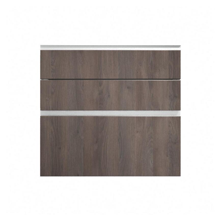 Hockley Textured Dark Oak 800mm x 170mm Drawer Front Shown Closed as Part of a Full Drawer Unit