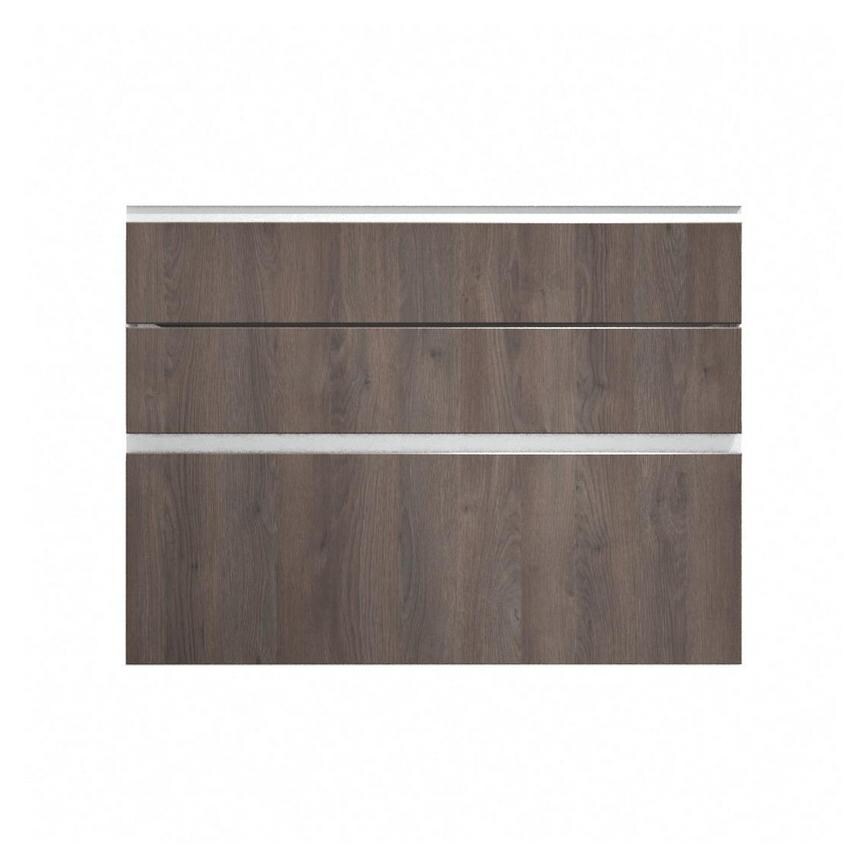 Hockley Textured Dark Oak 1000mm x 170mm Drawer Front Shown Closed as Part of a Full Drawer Unit