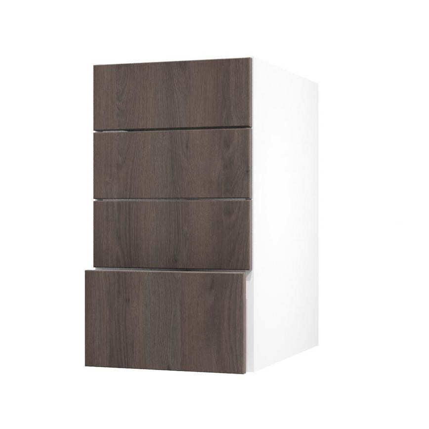 Hockley Textured Dark Oak 400mm x 227mm Drawer Front Shown with the Drawer Open at an Angle as Part of a Full Drawer Unit