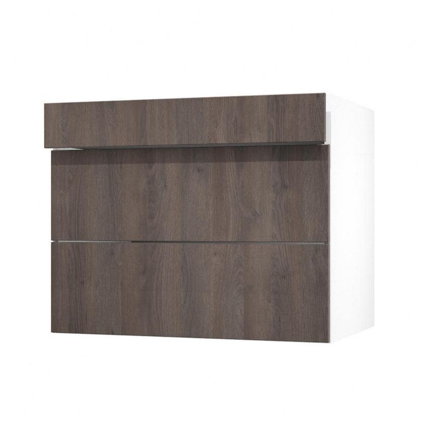 Hockley Textured Dark Oak 900mm x 160mm Drawer Front Shown with the Top Drawer Open at an Angle as Part of a Full Drawer Unit