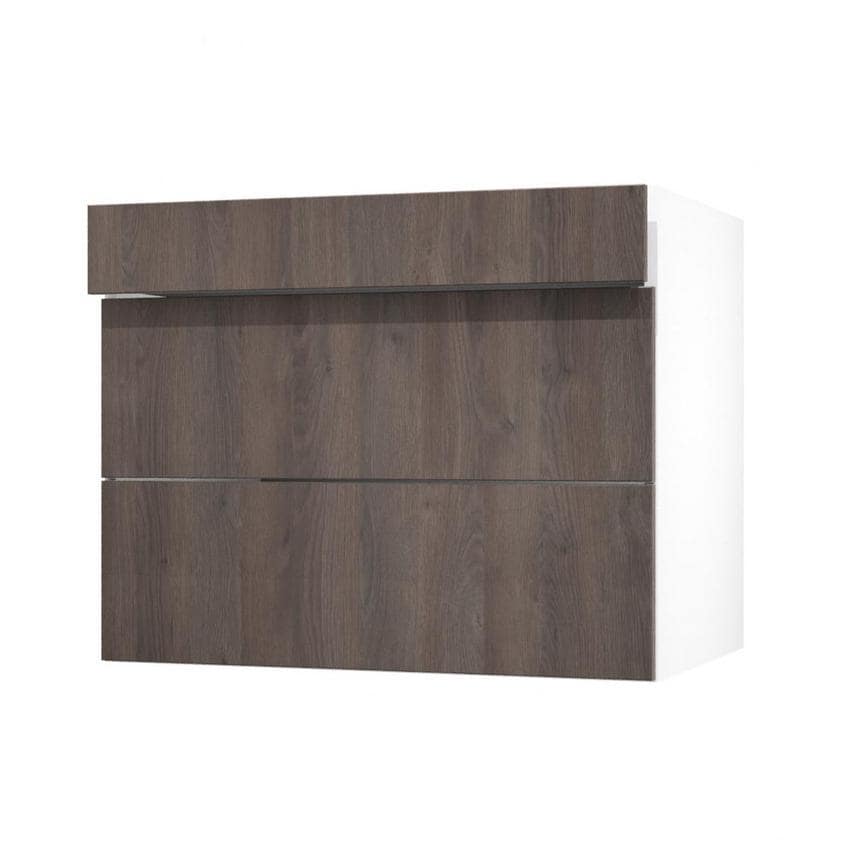 Hockley Textured Dark Oak 900mm x 275mm Pan Drawer Front Shown with the Drawer Open at an Angle as Part of a Full Drawer Unit