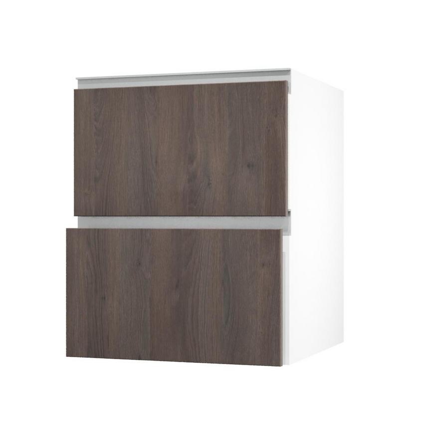 Hockley Textured Dark Oak 600mm x 342mm Pan Drawer Front Shown with the Drawer Open at an Angle as Part of a Full Drawer Unit