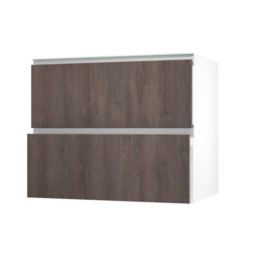 Hockley Textured Dark Oak 900mm x 342mm Pan Drawer Front Shown with the Drawer Open at an Angle as Part of a Full Drawer Unit