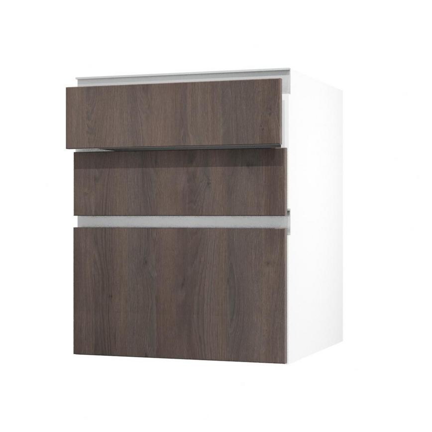 Hockley Textured Dark Oak 600mm x 170mm Drawer Front Shown Open at an Angle as Part of a Drawer Unit
