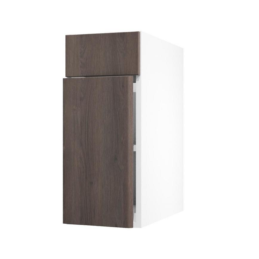 Hockley Textured Dark Oak 300mm x 557mm Door Front Shown Open at an Angle as Part of a Door and Drawer Unit