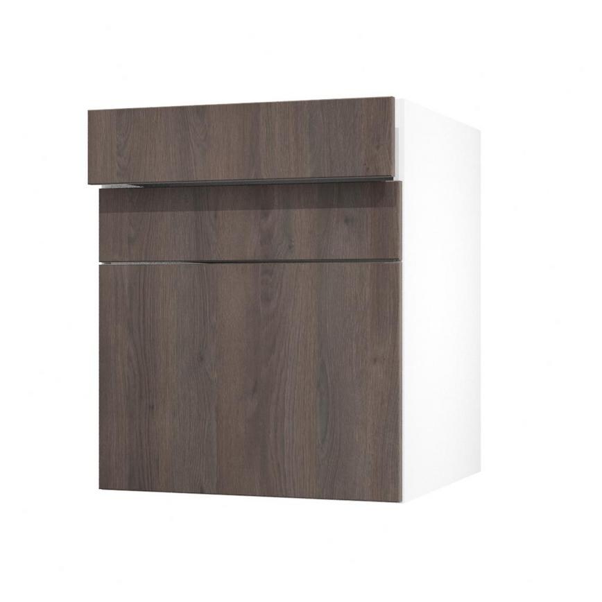 Hockley Textured Dark Oak 600mm x 394mm Pan Drawer Shown with the Drawer Open at an Angle as Part of a Drawer Unit
