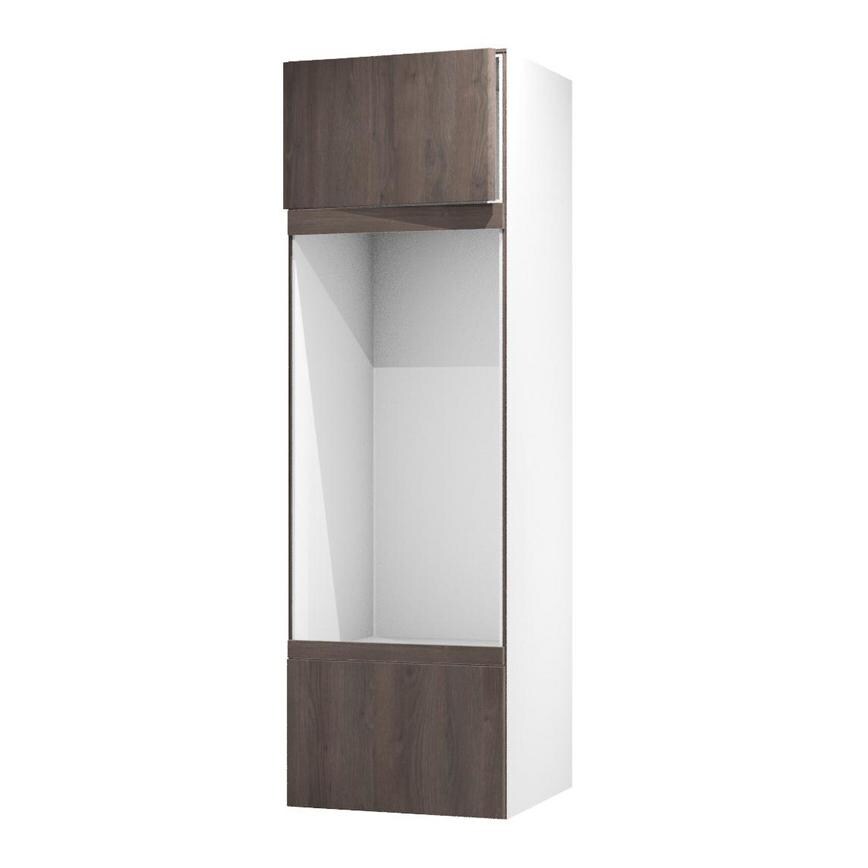 Hockley Textured Dark Oak 600mm x 437mm Appliance Door Shown Open at an Angle as part of a Appliance Tower Unit