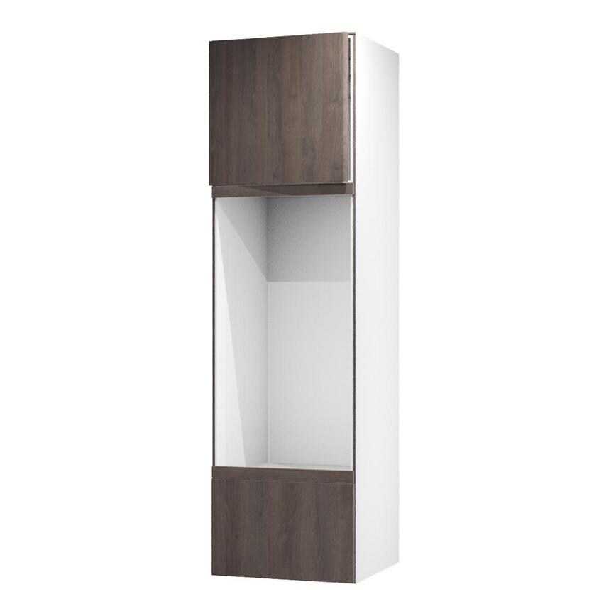 Hockley Textured Dark Oak 600mm x 570mm Appliance Door Shown Open at an Angle as Part of an Appliance Tower Unit