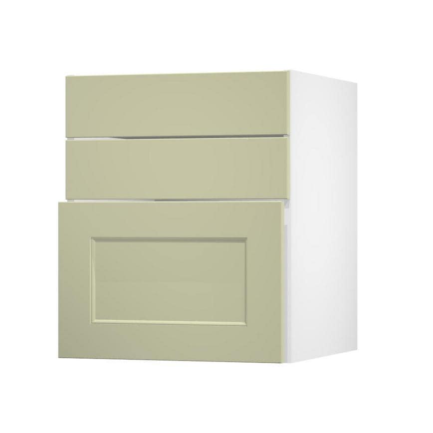 Elmbridge Sage Green 600 Hob / Pan Drawer Door Open