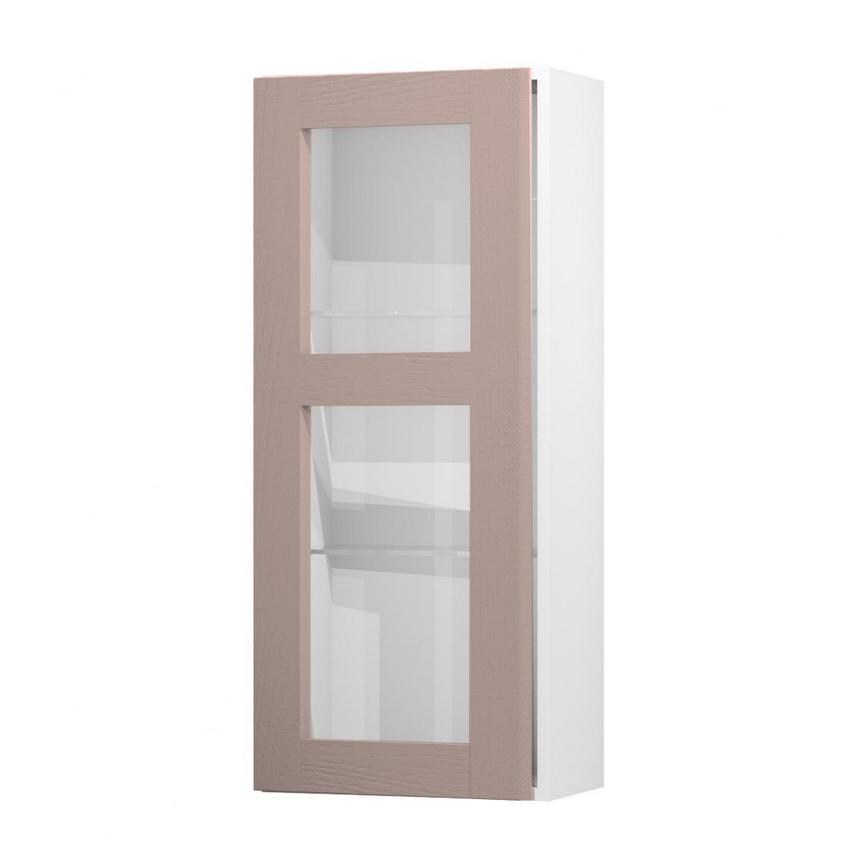 Halesworth Antique Rose 500mm x 1182mm Clear Glass Panelled Dresser Door Shown Open at an Angle