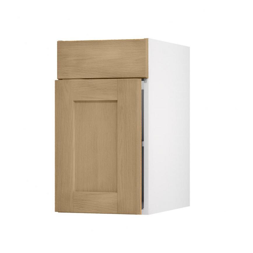 Halesworth Oak 400mm x 557mm Door Front Shown Open at an Angle as Part of a Door and Drawer Unit