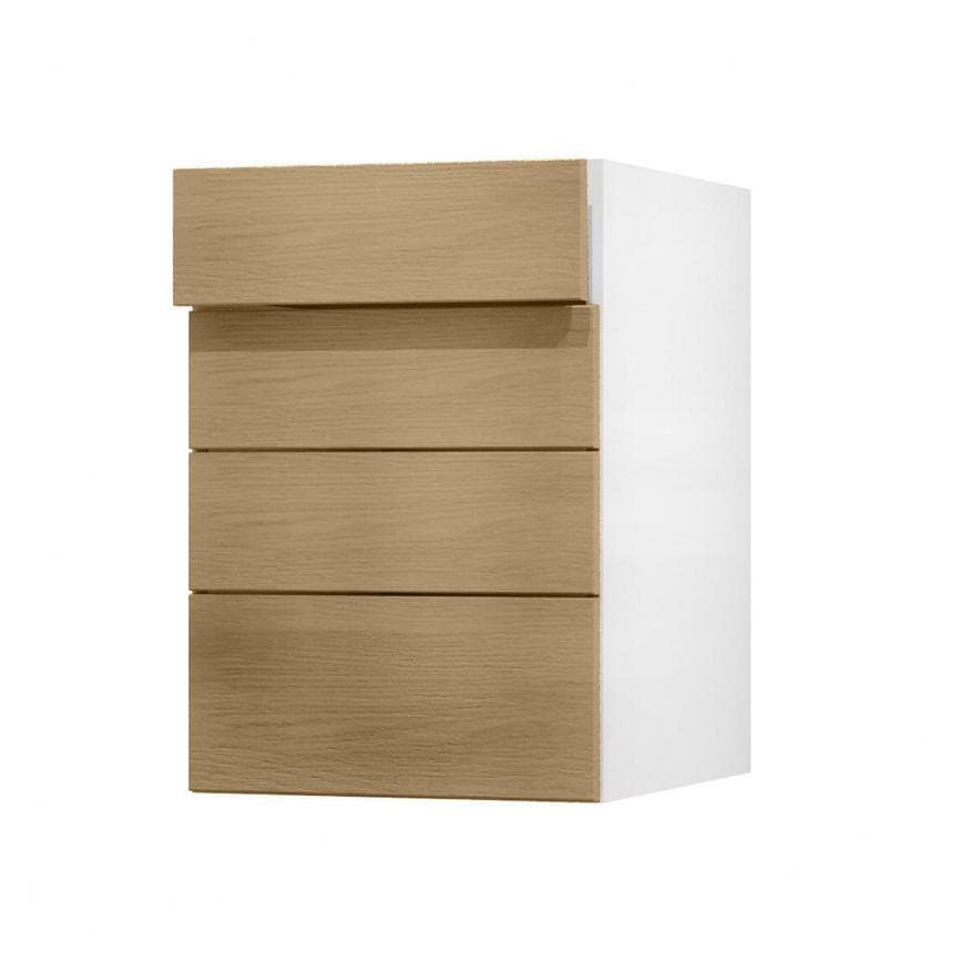 Halesworth Oak 500mm x 160mm Drawer Front Shown with the Top Drawer Open at an Angle as Part of a Full Drawer Unit