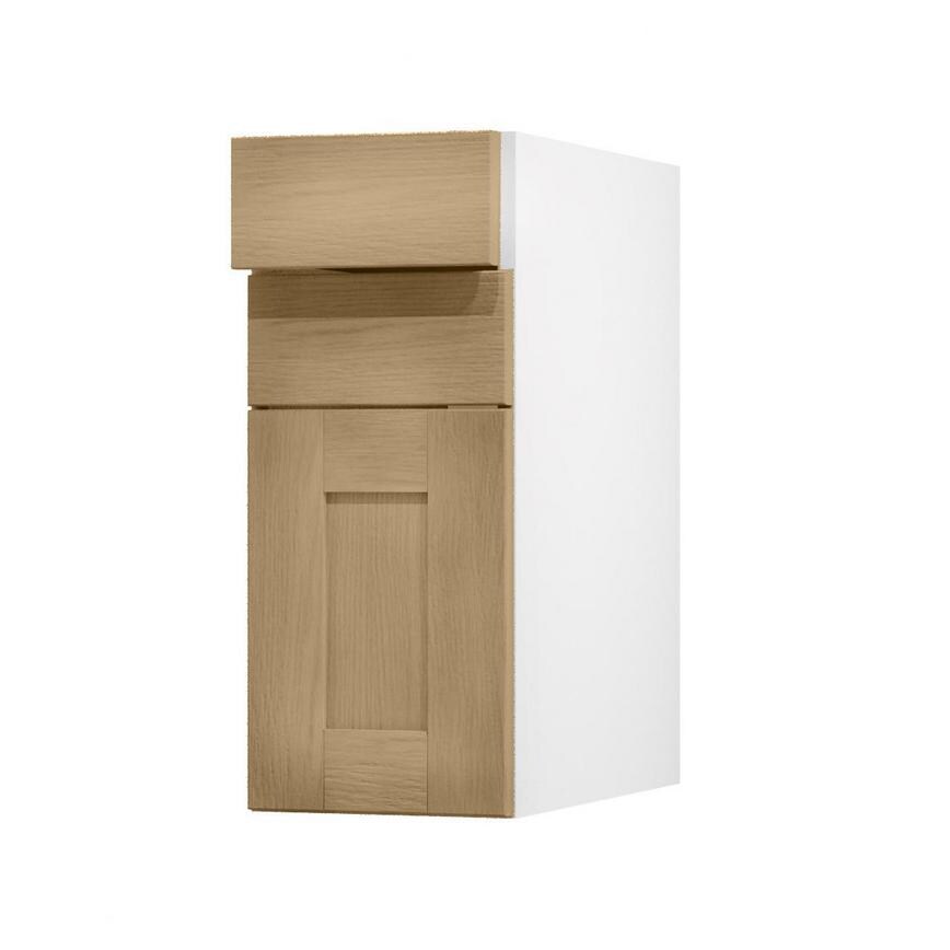 Halesworth Oak 300mm x 160mm Drawer Front Shown with the Top Drawer Open at an Angle as Part of a Full Drawer Unit