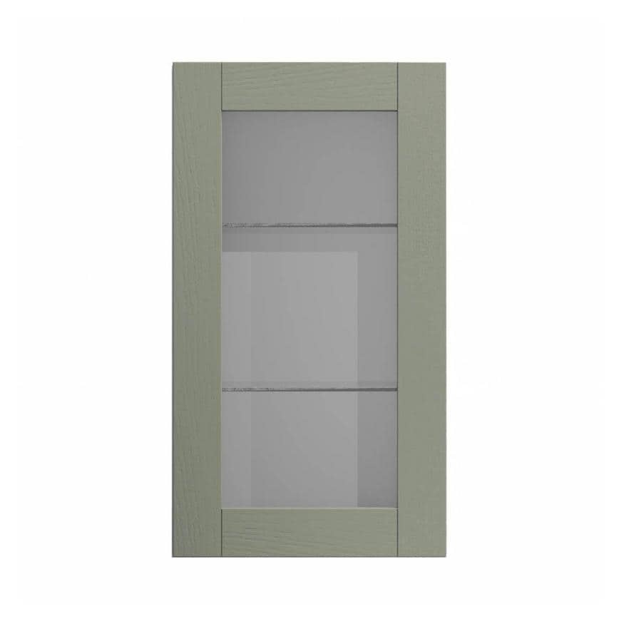 Halesworth Reed Green 500mm x 900mm Tall Clear Glass Door Shown Closed from the Front