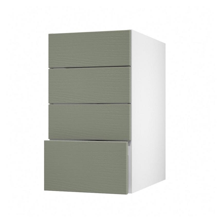 Halesworth Reed Green 400mm x 227mm Drawer Front Shown with the Drawer Open at an Angle as Part of a Full Drawer Unit
