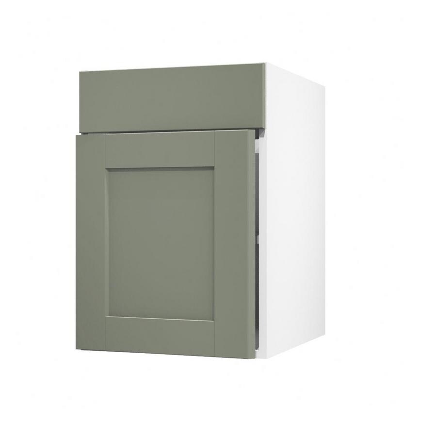 Halesworth Reed Green 500mm x 557mm Door Front Shown Open at an Angle as Part of a Door and Drawer Unit