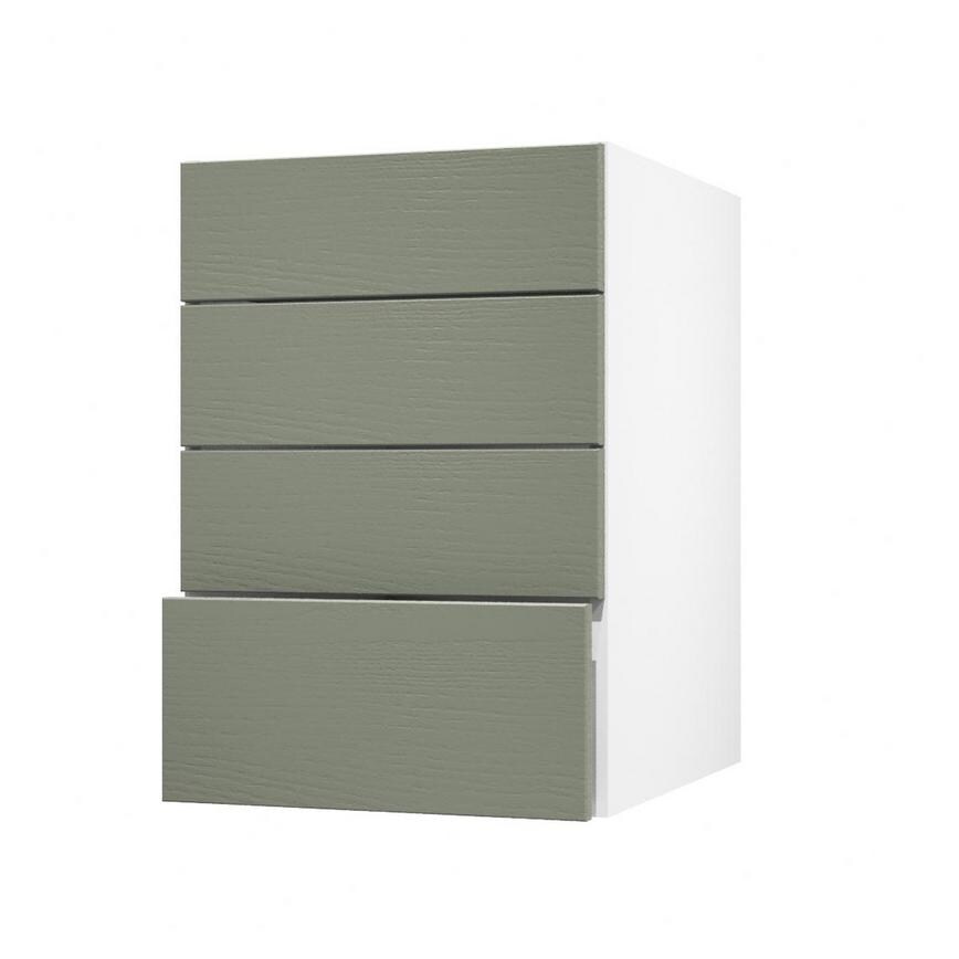 Halesworth Reed Green 500mm x 227mm Drawer Front Shown with the Drawer Open at an Angle as Part of a Full Drawer Unit