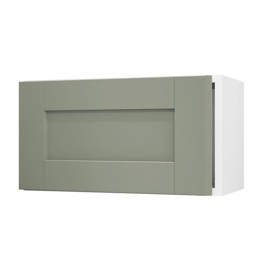 Halesworth Reed Green 600mm x 326mm Integrated Microwave Top Box Door Shown Open at an Angle
