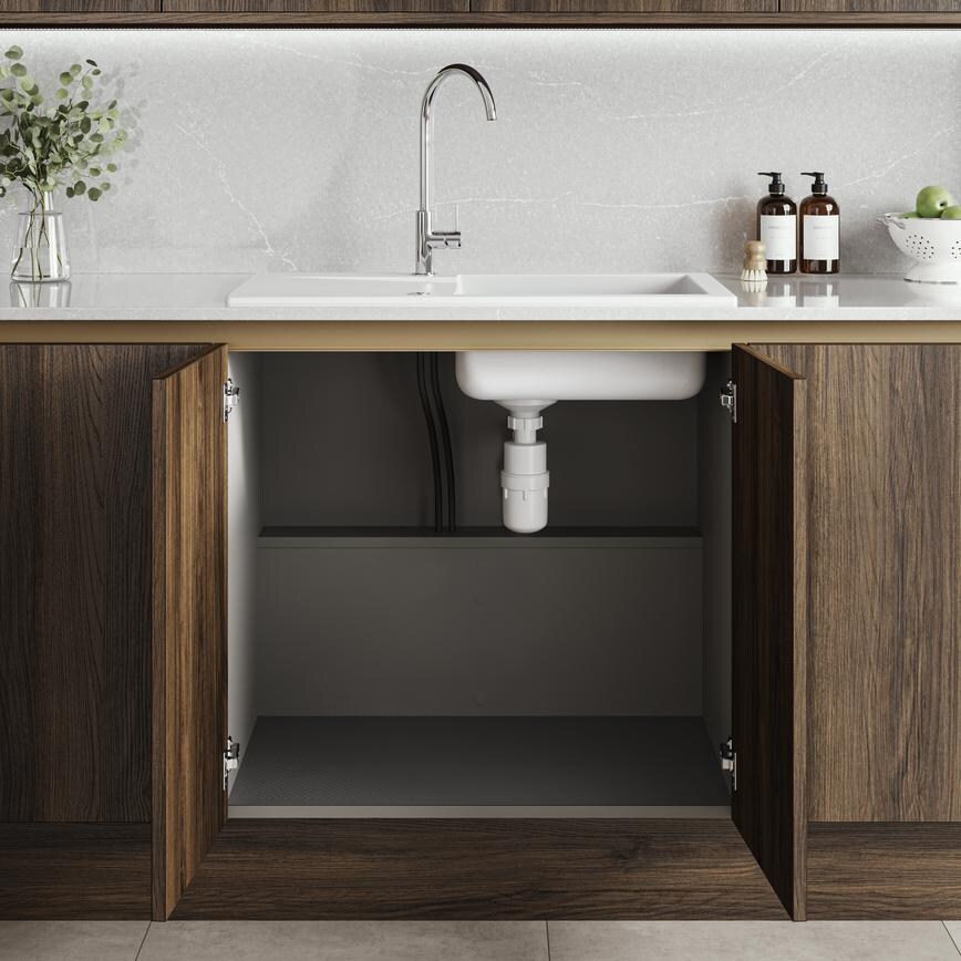 Croft Grey 750mm x 800mm x 575mm Ready Assembled Handleless Sink Base Cabinet
