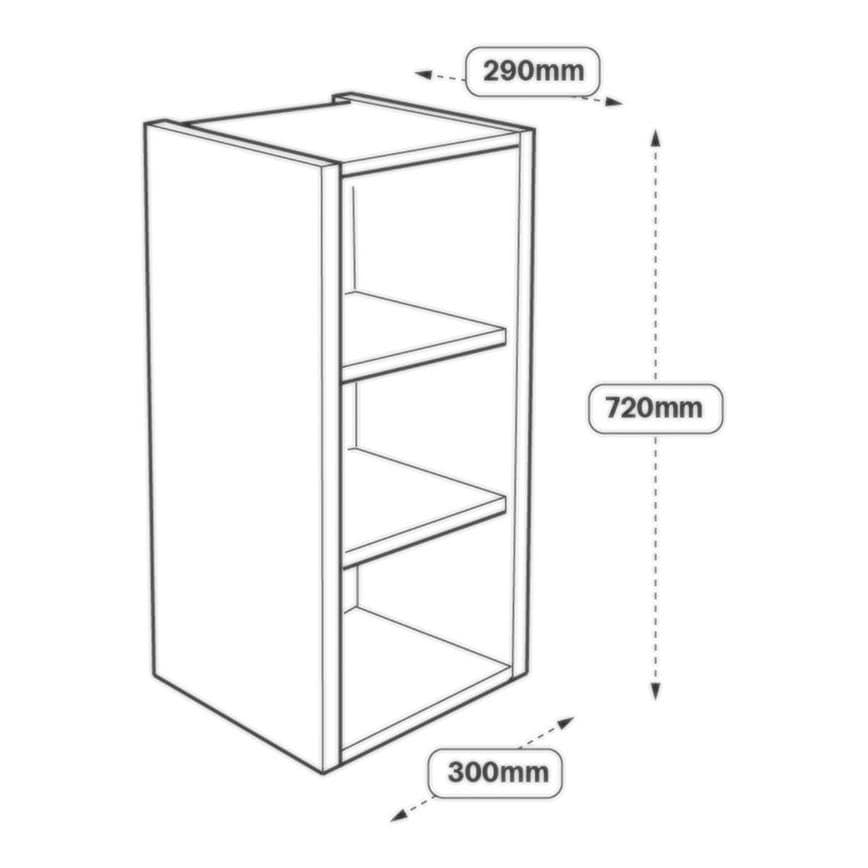 300mm Full Height Wall Cabinet Line Drawing