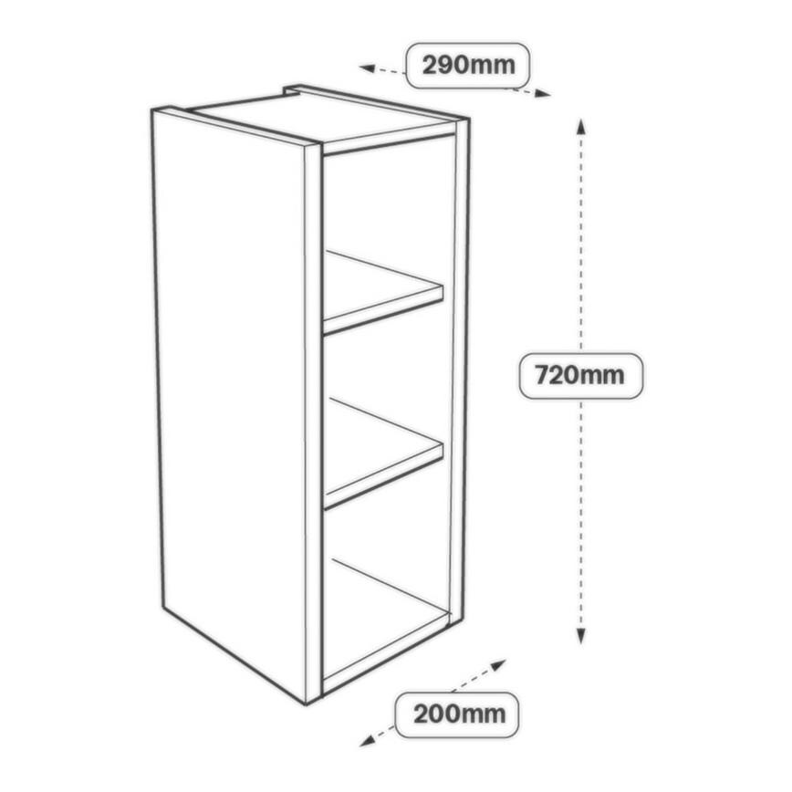 200mm Full Height Wall Cabinet Line Drawing