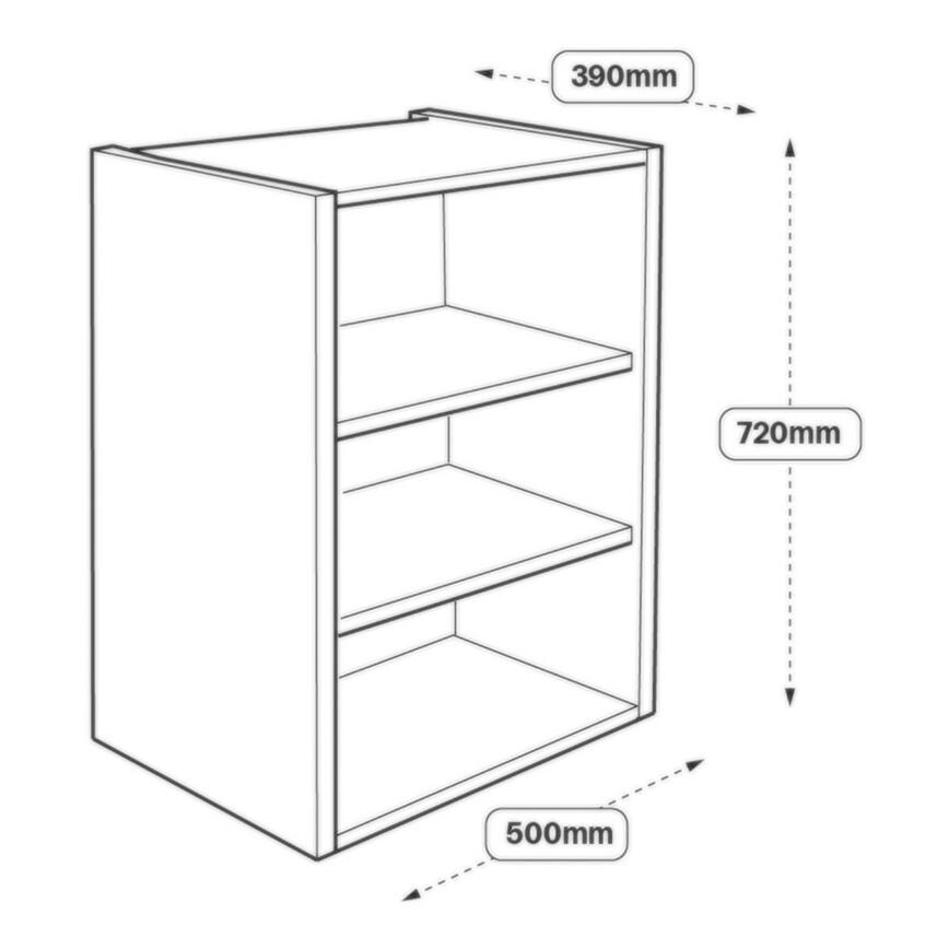 500 x 390mm Full Height Wall Cabinet Line Drawing