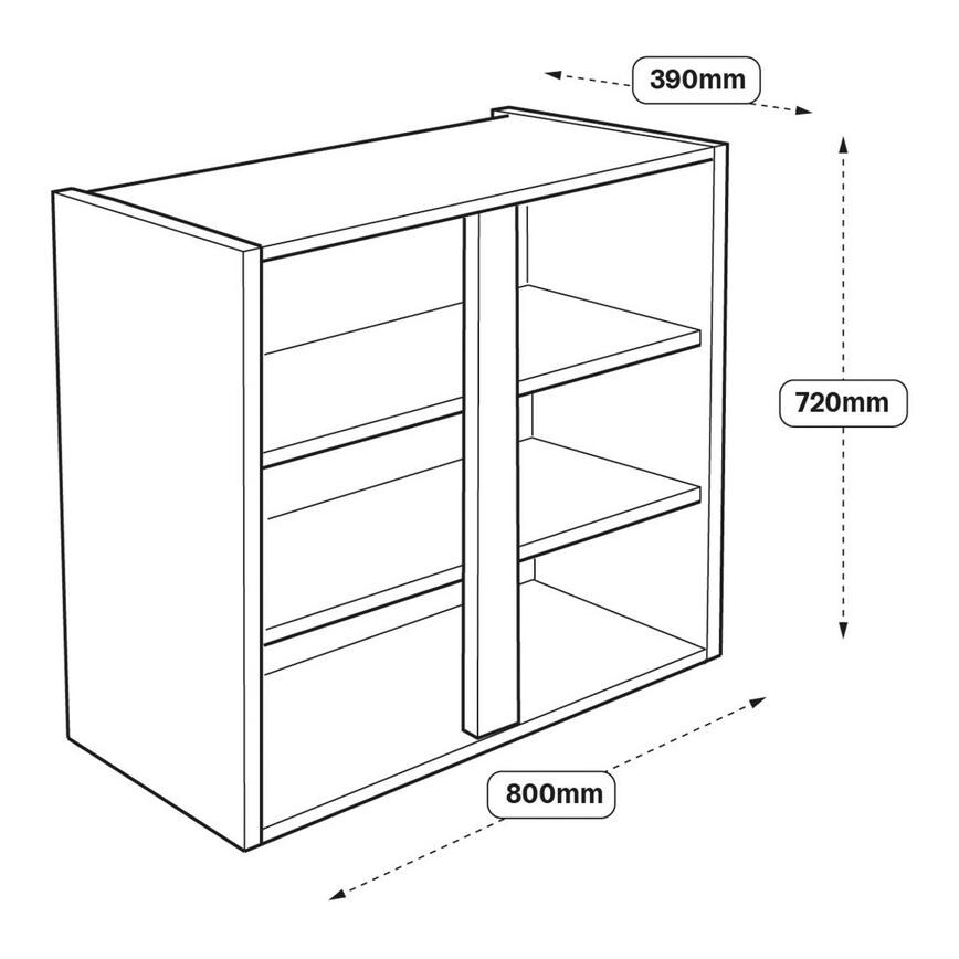 800 x 390mm Full Height Wall Cabinet Line Drawing