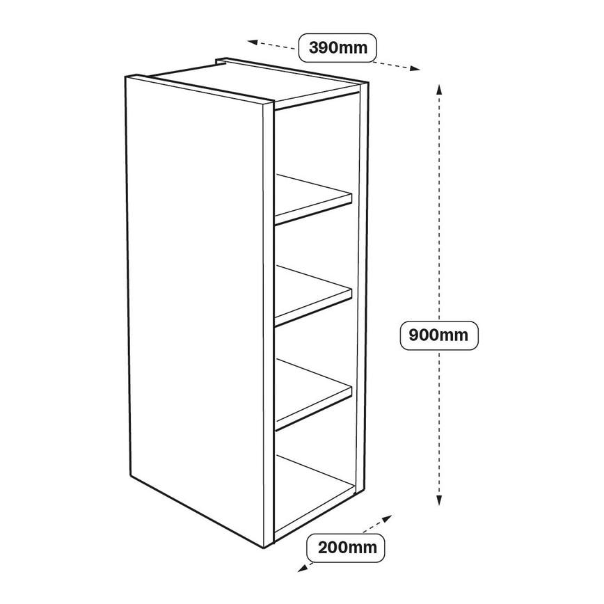 200 x 390mm Tall Wall Cabinet Line Drawing