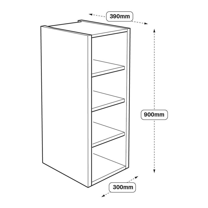 300 x 390mm Tall Wall Cabinet Line Drawing