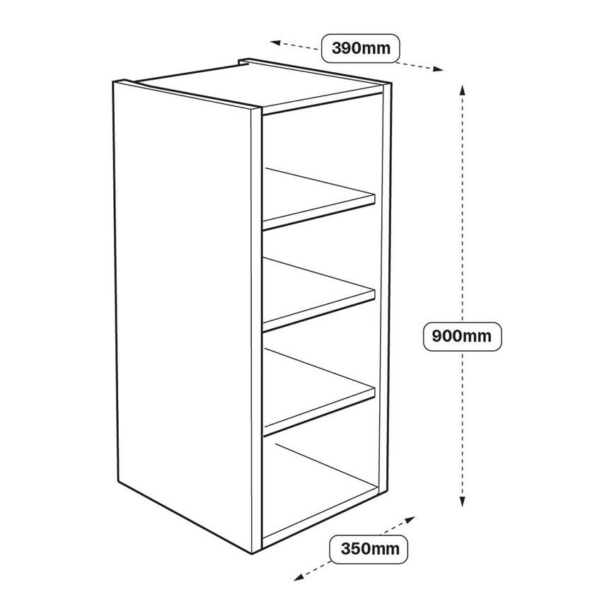 350 x 390mm Tall Wall Cabinet Line Drawing