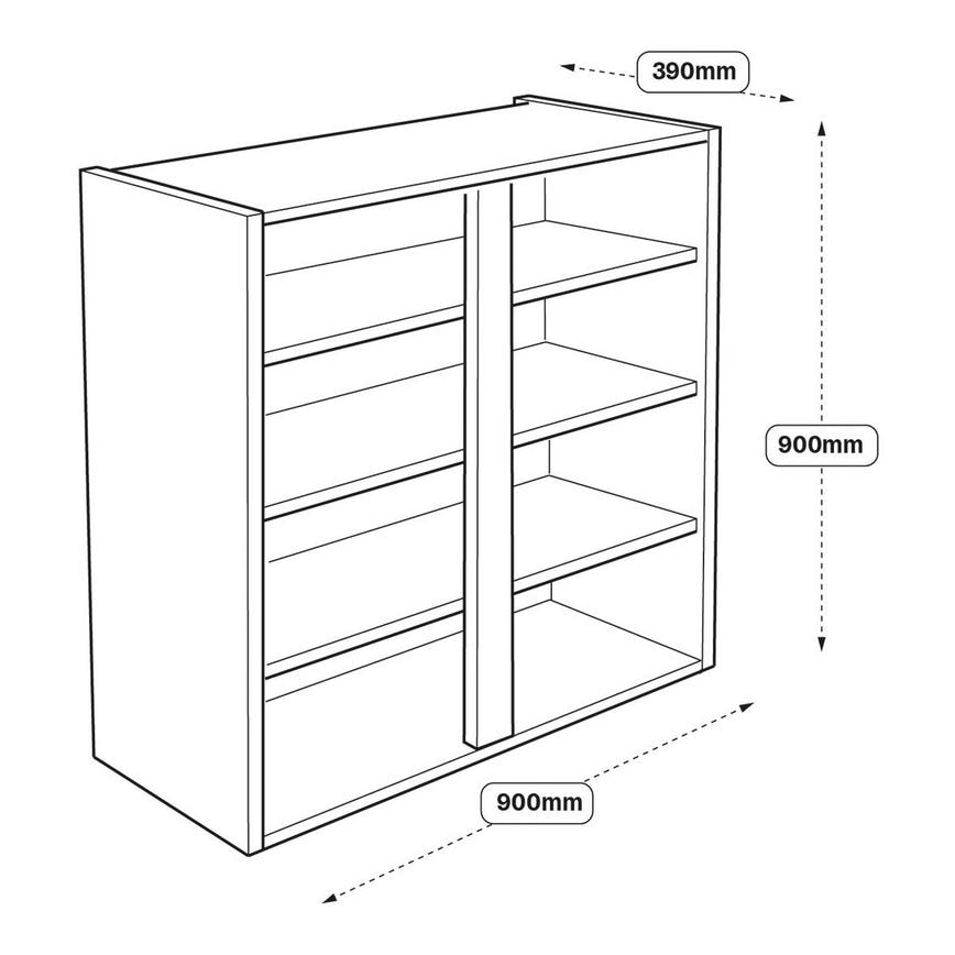 900 x 390mm Tall Wall Cabinet Line Drawing