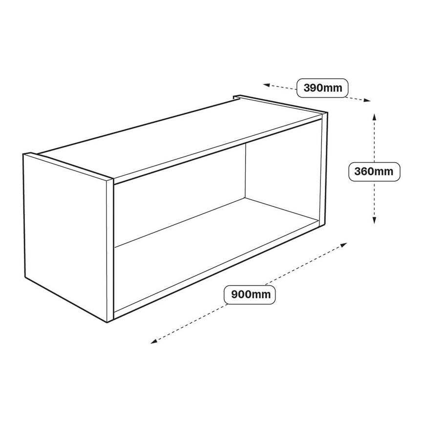 900 x 390mm Half Height Wall Cabinet Line Drawing