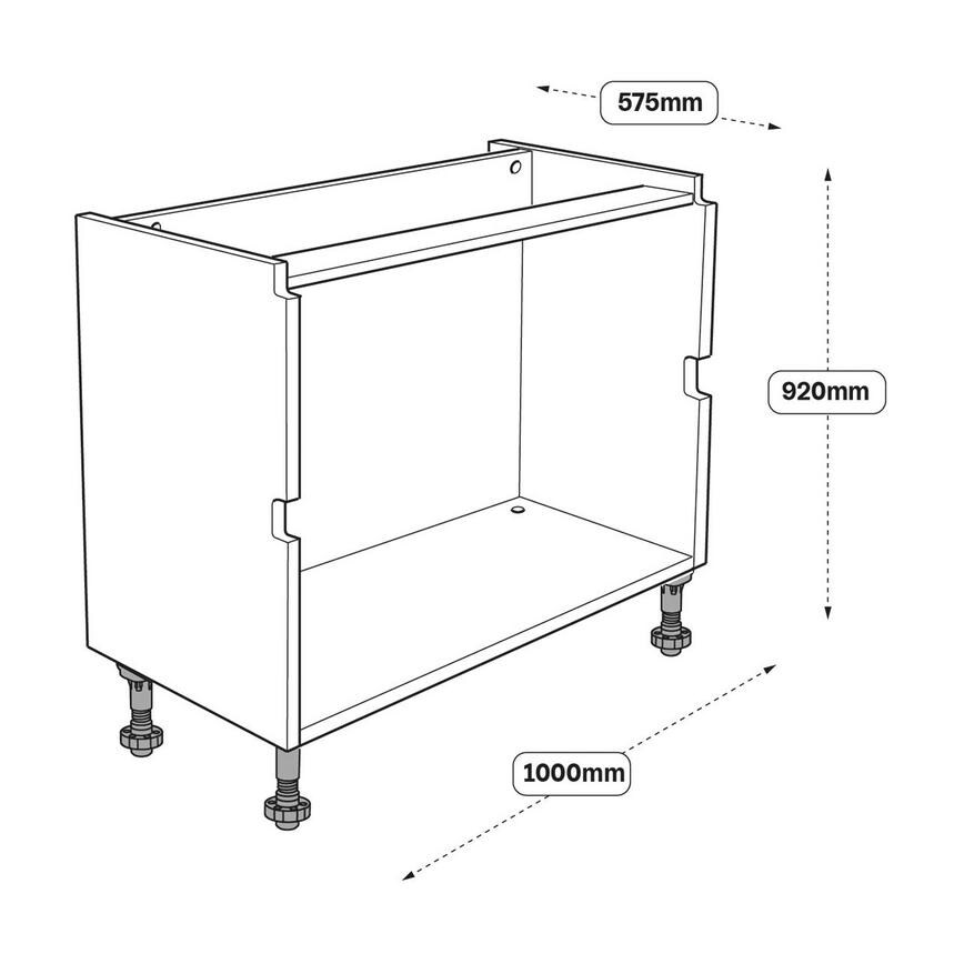 1000mm 2, 3 and 4 Drawer Base Line Drawing