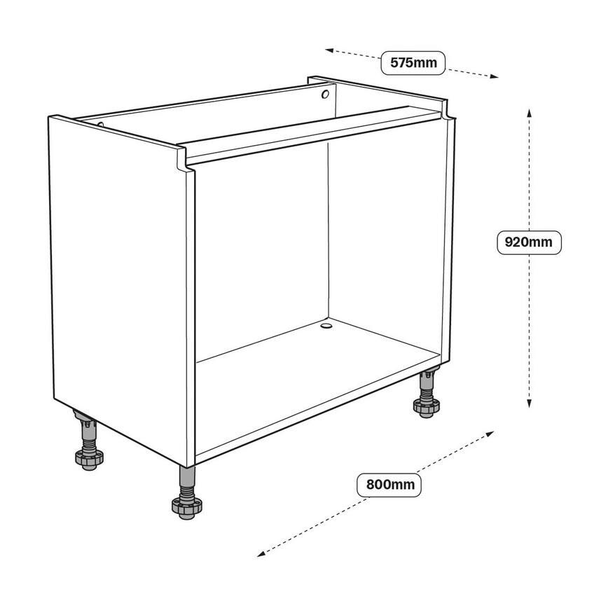 800mm Drawer Base Cabinet Line Drawing