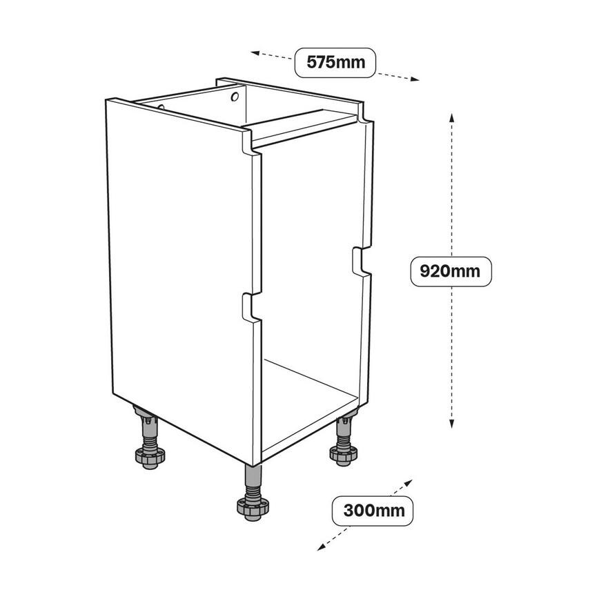 300mm 2, 3 and 4 Drawer Base Line Drawing