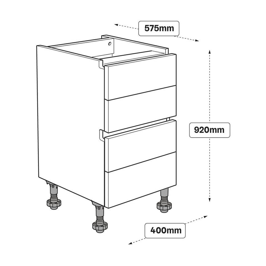 400mm 4 Drawer Base Line Drawing